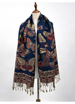 2-Tone Butterfly Pashmina W/ Gold Threads